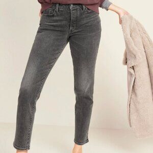 Old Navy O.G. Straight High Rise Button Fly Maeve Grey Black Jeans Size 16